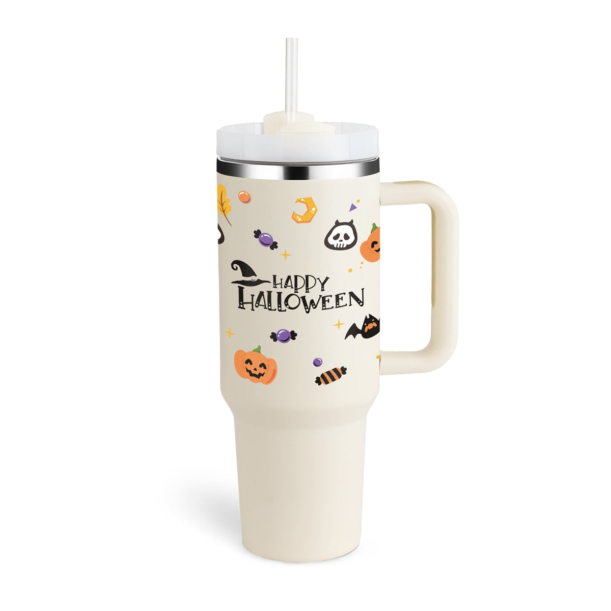 40 oz Insulated Tumbler with Handle & Straw