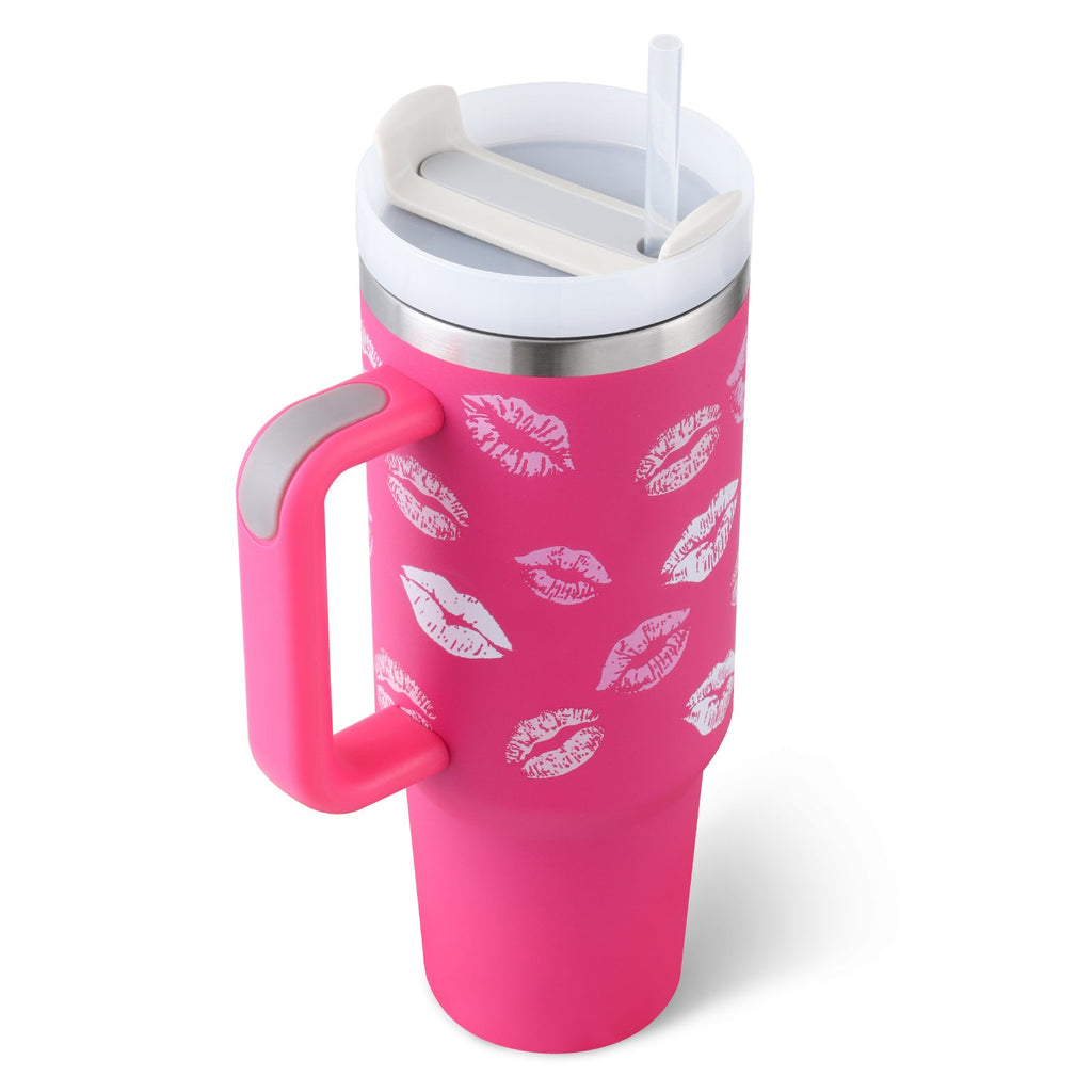 40 oz Insulated Tumbler with Handle & Straw