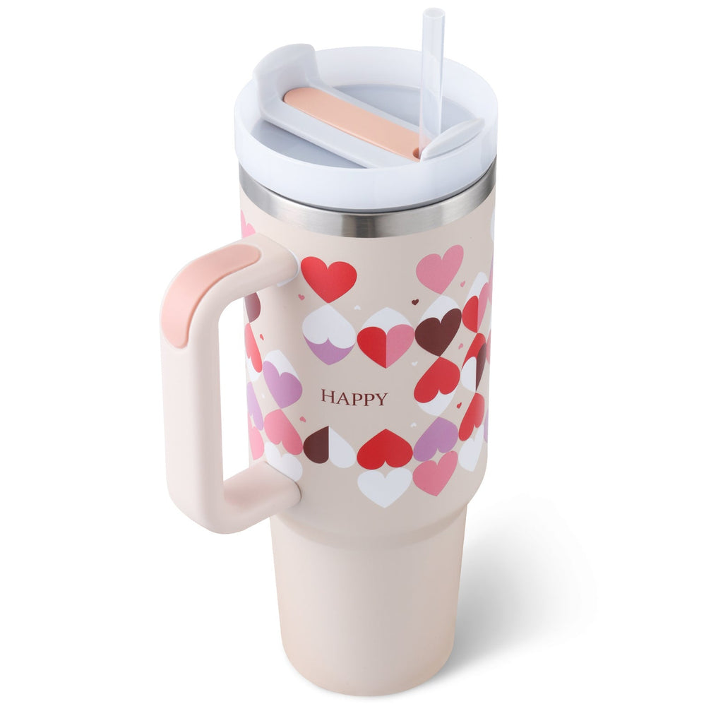 40 oz Insulated Tumbler with Handle & Straw