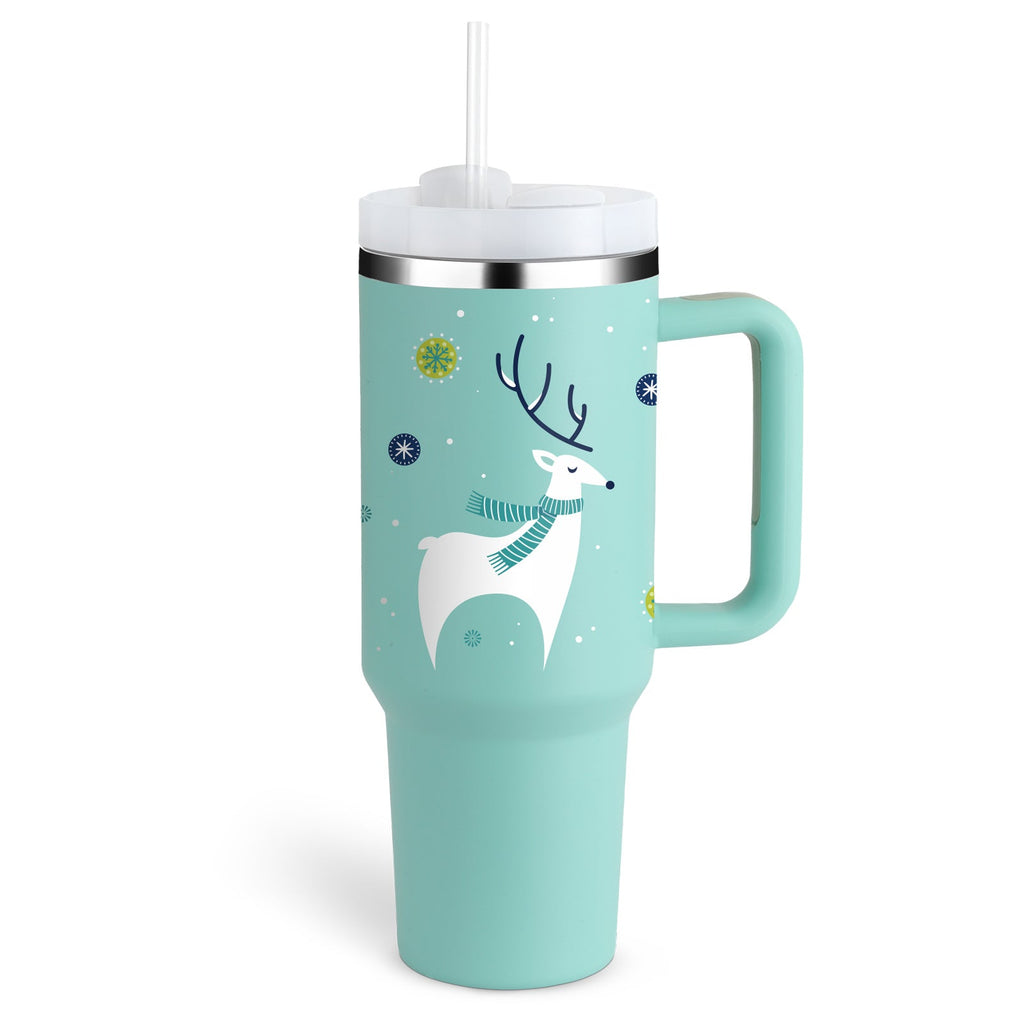40 oz Insulated Tumbler with Handle & Straw