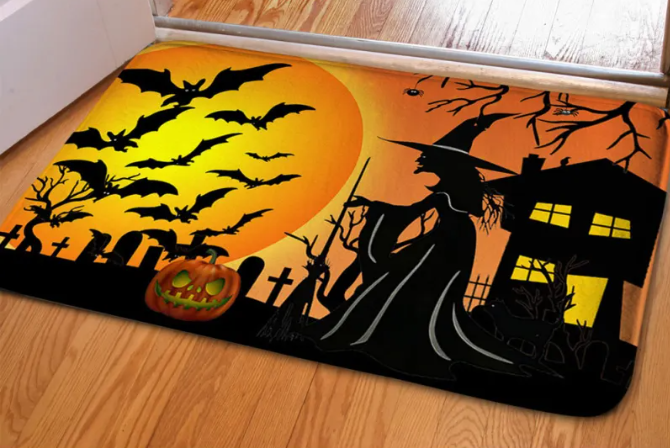 Spooky Bat Ghost Toilet Rug