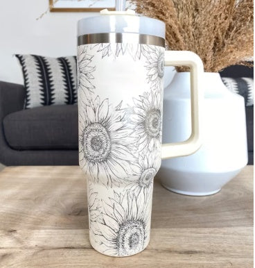 40 oz Insulated Tumbler with Handle & Straw